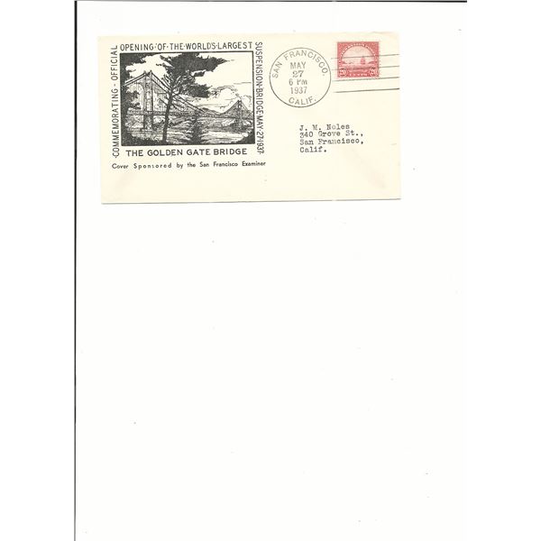 Golden Gate Bridge Opening - First Day Cover - San Francisco - 1937