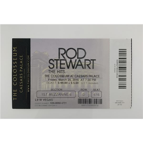 Rod Stewart ticket Caesars Palace 3/25/16