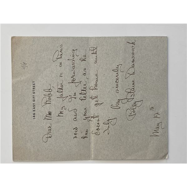 Polly Damrosch signed letter