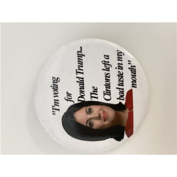 Clinton White House Intern Monica Lewinsky campaign button