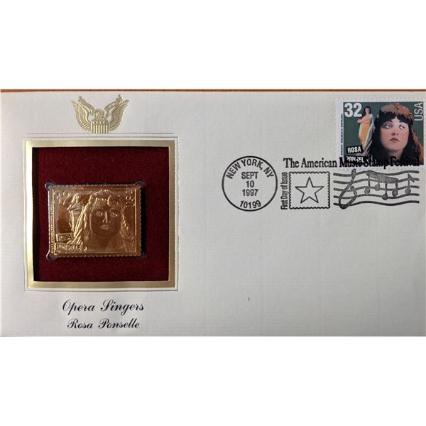 Opera Singers Rosa Ponselle Gold Stamp Replica First Day Cover