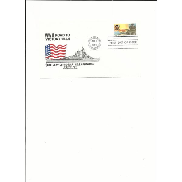 WWII Road to Victory 1944 - U.S.S. Normandy - First Day Cover - Jun 6th 1994