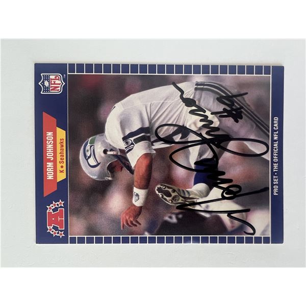 Seattle Seahawks Norm Johnson 1989 Pro Set #394 signed trading card