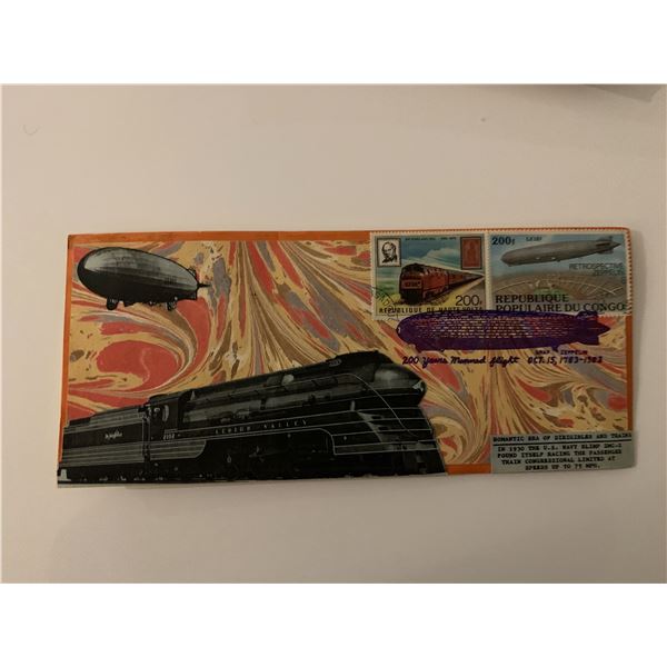 Romantic Era of Dirigibles and Trains - First Day Cover - ZMC-2 U.S. Navy Blimp & Passenger Train Co