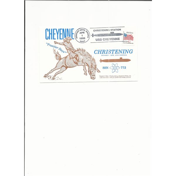 USS Cheyenne (SSN-773) - First Day Cover - Christening Station - Newport News - 1995