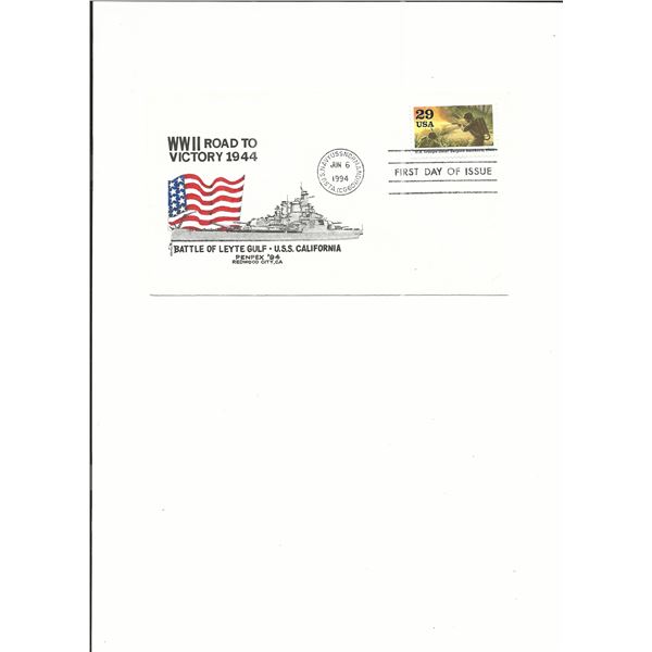 WWII Road to Victory 1944 - U.S.S. Normandy - First Day Cover - Jun 6th 1994
