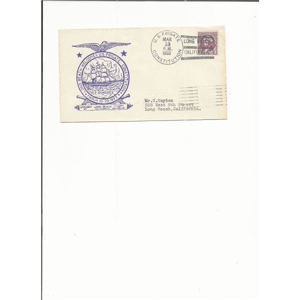 Long Beach Welcomes U.S. Frigate, Constitution - Show Cover - 1933