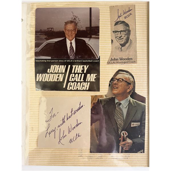 UCLA Basketball Coach John R. Wooden signature with vintage photo