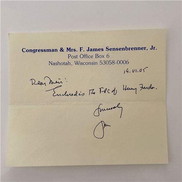 Jim Sensenbrenner signed letter