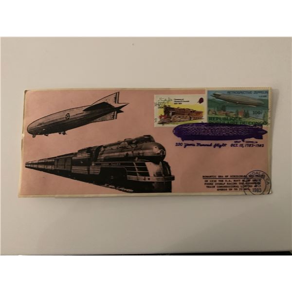 Romantic Era of Dirigibles and Trains - First Day Cover - ZMC-2 U.S. Navy Blimp & Passenger Train Co