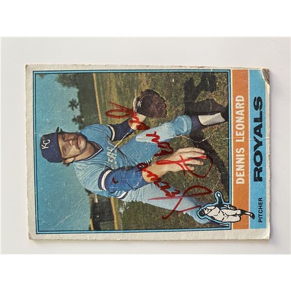 Kansas City Royals Dennis Leonard 1976 Topps #334 signed trading card