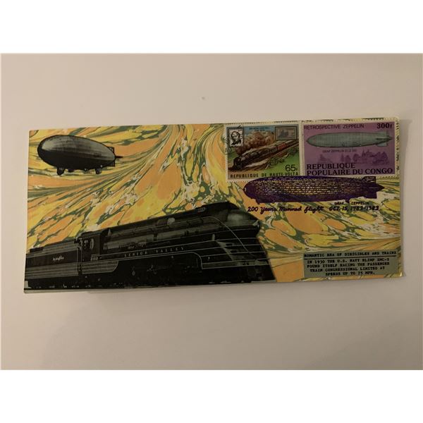 Romantic Era of Dirigibles and Trains - First Day Cover - ZMC-2 U.S. Navy Blimp & Passenger Train Co