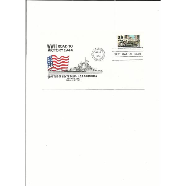 WWII Road to Victory 1944 - U.S.S. Normandy - First Day Cover - Jun 6th 1994