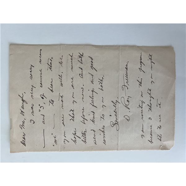 Military director D. Roy Freeman signed letter