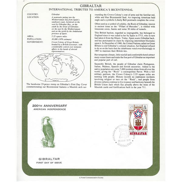 Gilbraltar - International Tributes to America's Bicentennial FDC