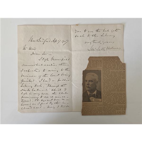 Associate Justice Baron Lemuel Holmes signed card