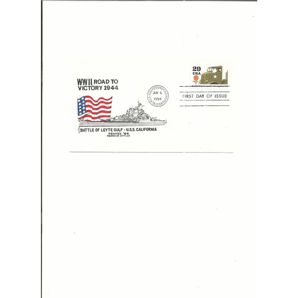 WWII Road to Victory 1944 - U.S.S. Normandy - First Day Cover - Jun 6th 1994