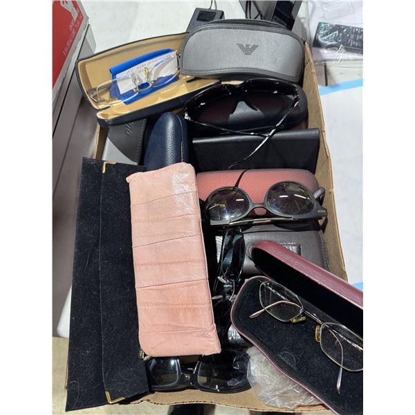 Assorted glasses and cases