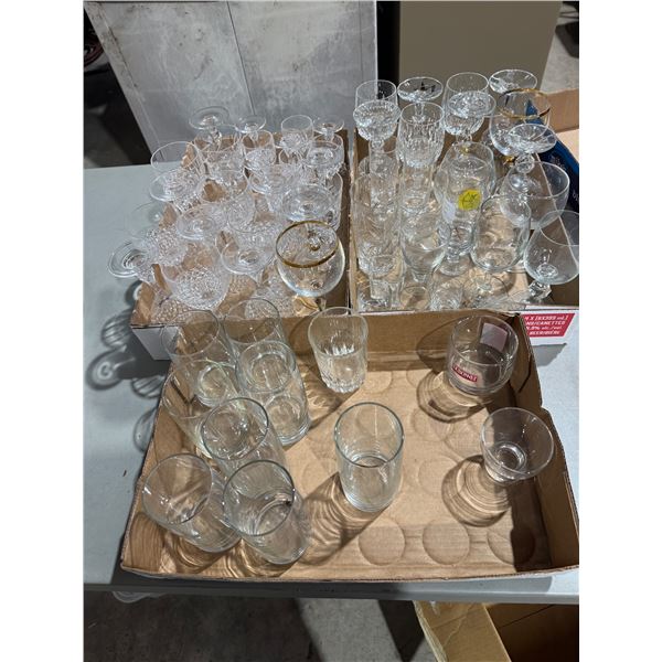 Assorted crystal glasses and other