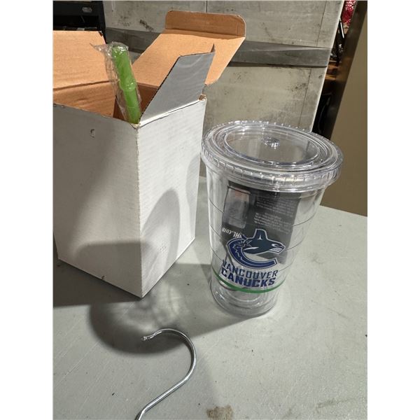 New Canucks mug with straw