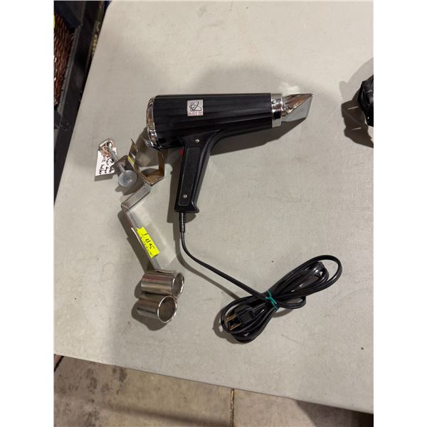 Vintage salon hairdryer with curling iron holder