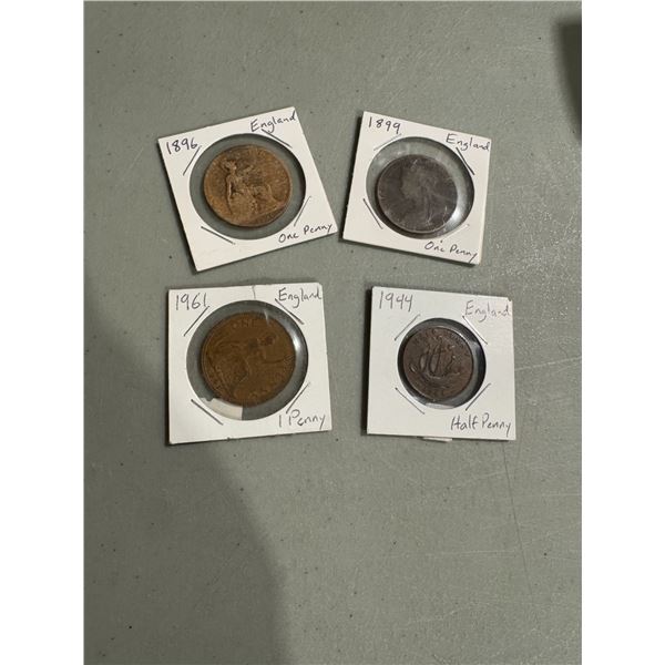 England pennies and half pennies