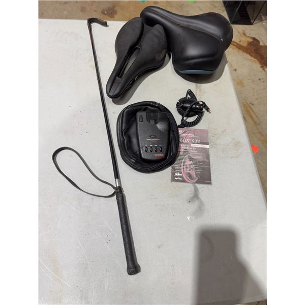 Bike seats, radar detector, and crop