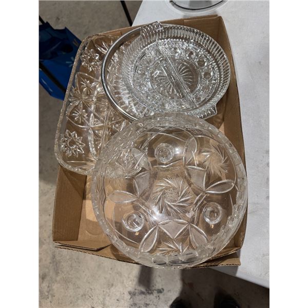 Crystal foot dish and other serving dishes