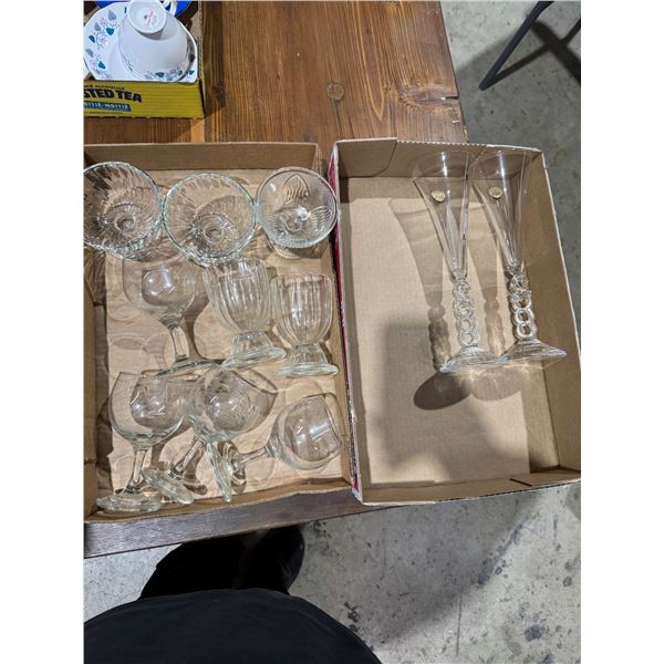 Millennium champagne, flutes, dessert, dishes, etc.