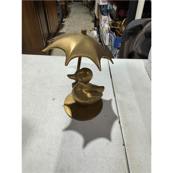 Brass duck and umbrella