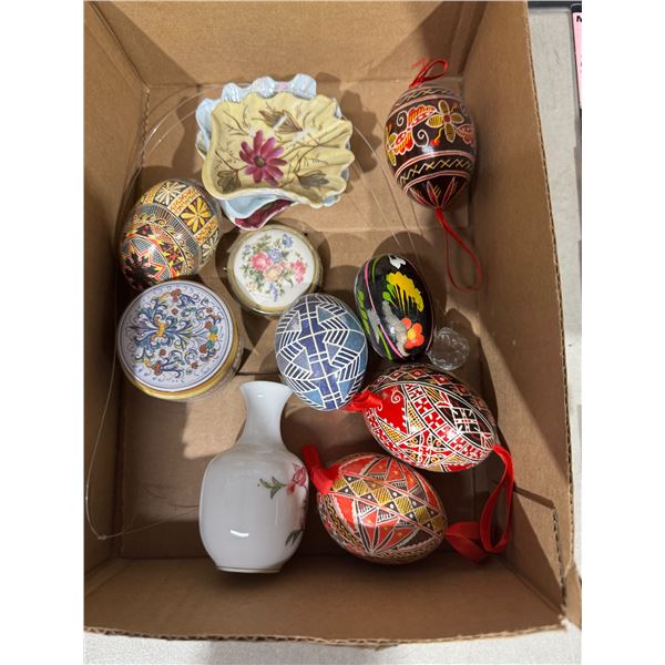 eggs and collectible dishes