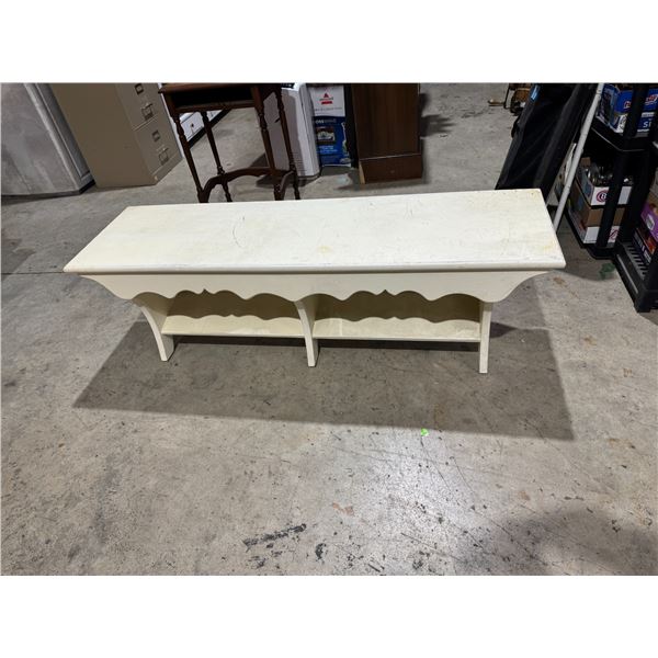 Bench measures 5 feet long 17 inches wide and 18 1/2 inches tall