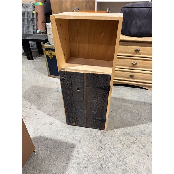 Rustic shelf measures 16 1/2" x 9" x 38" tall