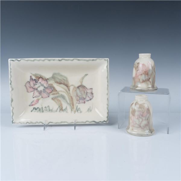 3pc Rookwood Pottery by McDonald Floral Tray & Candleholders