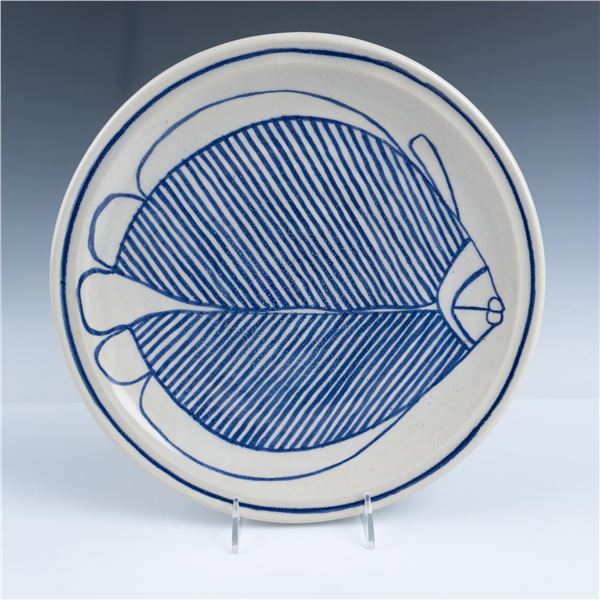 Large Blue and White Fish Ceramic Plate