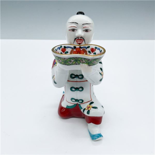 Herend Porcelain Figurine Salt Cellar, Chinese Man Kneeling