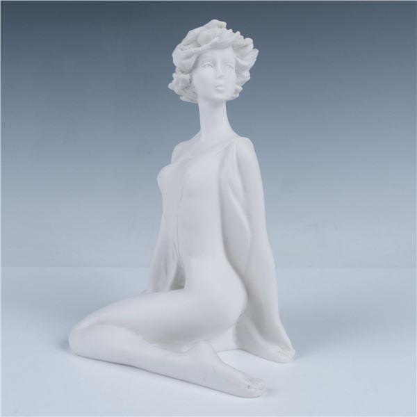 Original Italian Hand-Finished White Stone Female Nude