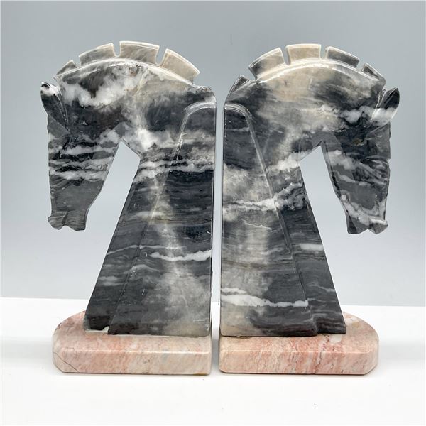 Pair of Vintage Marble Horse Bookends