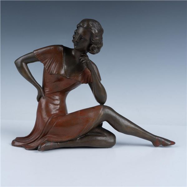 Antique Original Art Deco Polychrome Bronze Figure w/ Stamp