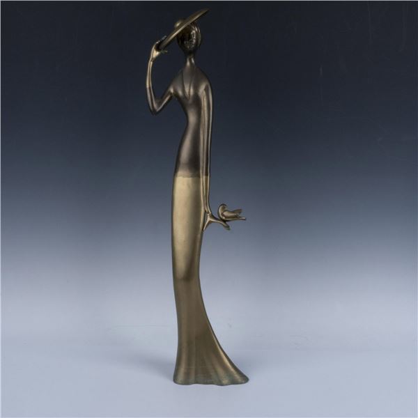 Dolbi Cashier Brass Art Deco 50's Fashion Lady Sculpture