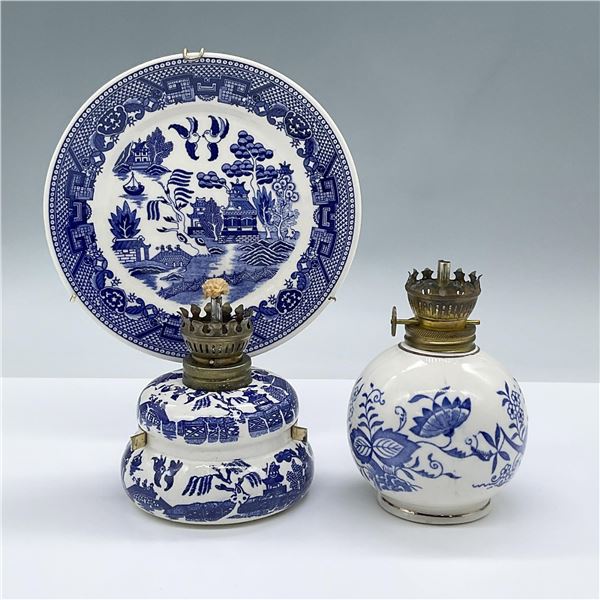 4pc Vintage Japanese Lamps with Reflector Plate and Stand