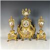 Image 1 : 3pc Rococo Style Porcelain Ormolu Mantel Set