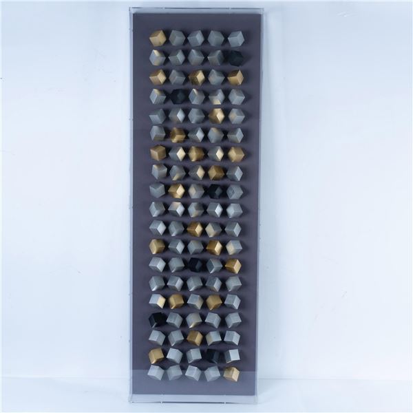 Original Z Gallerie Wall Decor Framed Metallic Cubic Array