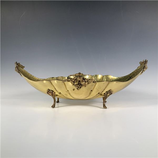 Italian Hammered Brass Scalloped Centerpiece Bowl