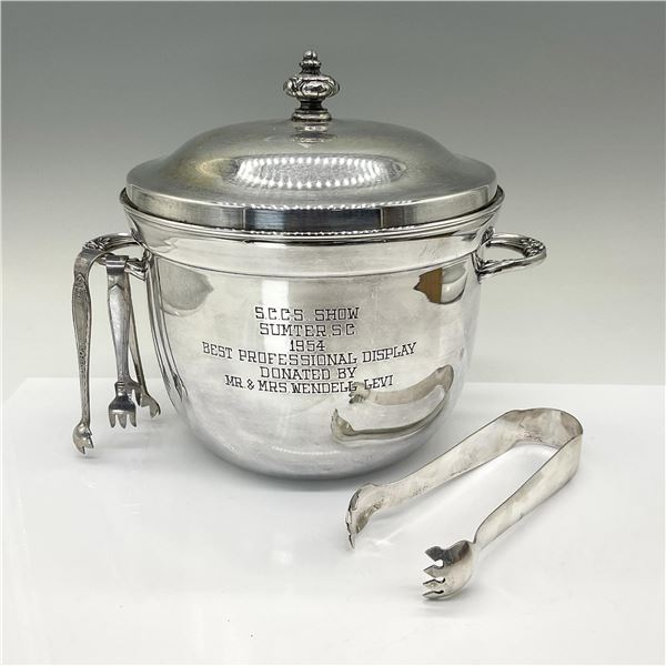 4pc Vintage Ice Bucket Award with Three Tongs