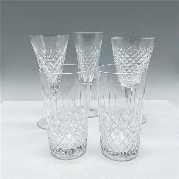 5pc Waterford Crystal Glasses, Mixed Lot, Alana
