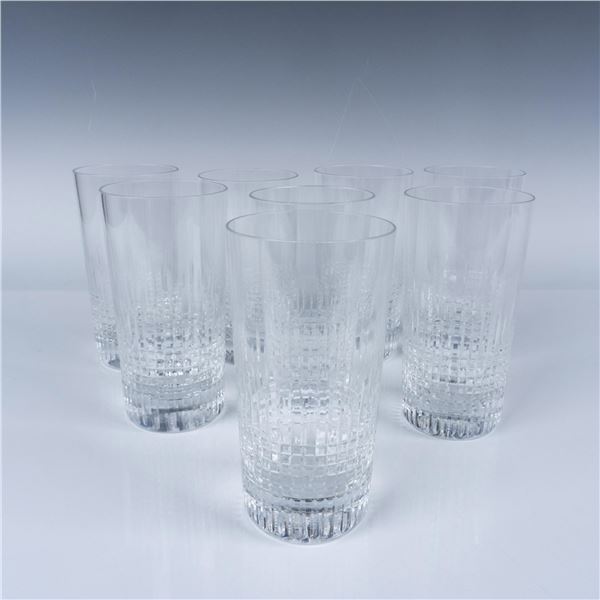 8pc Baccarat Crystal Water Glasses, Nancy Cut