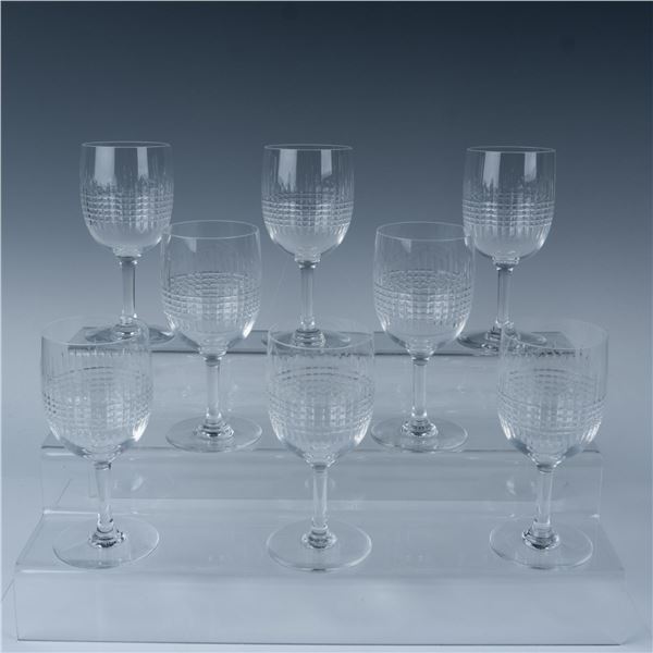 8pc Baccarat Crystal Wine Glasses, Nancy Cut