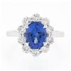 Image 4 : NEW 14k White Gold 2.95 ctw Oval Blue Violet Tanzanite w/ Round Diamond Halo Rin