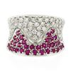 Image 4 : Italian 14k White Gold Pink Sapphire & Diamond Wavy Design Wide Cigar Band Ring